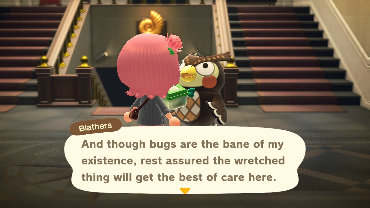 Screenshot of animated insects at the bottom of some stairs