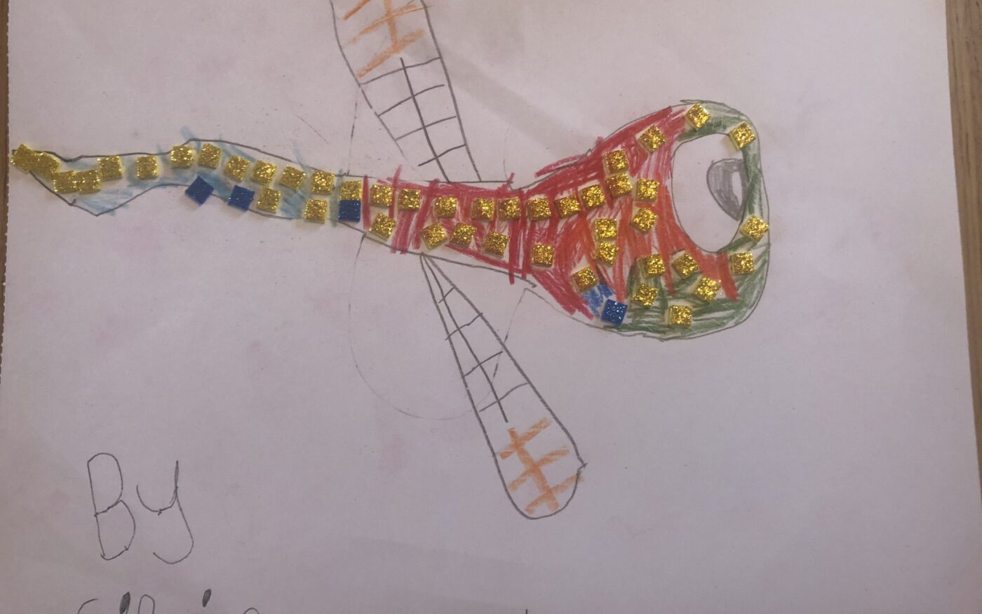 Dragonfly Sparkle by Cillian Farrell, 1st place in age 3-7 category, Insect Week 2022 art competition