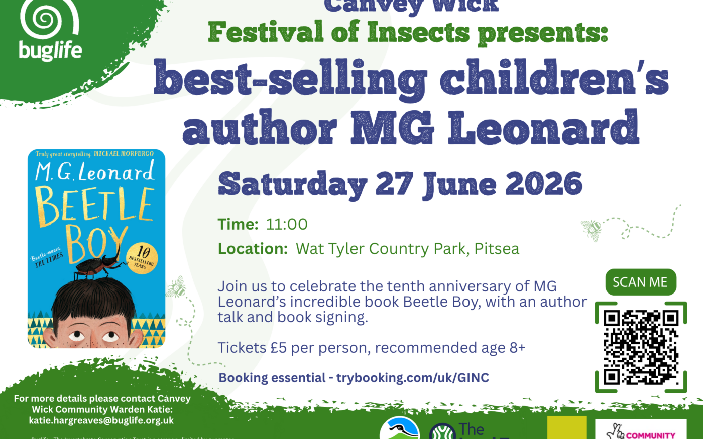 A poster advertising MG Leonard's talk